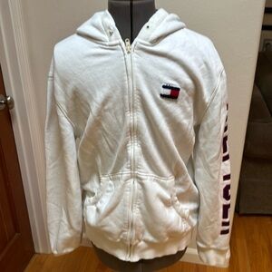 Tommy Hilfiger zip up hoodie. Large white